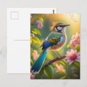 Green Headed Aquamarin Winged Fantasy Bird Postkarte (Vorne/Hinten)