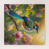Green Headed Aquamarin Winged Fantasy Bird Puzzle (Horizontal)
