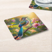Green Headed Aquamarin Winged Fantasy Bird Rechteckiger Pappuntersetzer (angewinkelt)