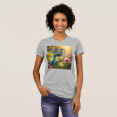 Green Headed Aquamarin Winged Fantasy Bird T-Shirt (Vorne ganz)