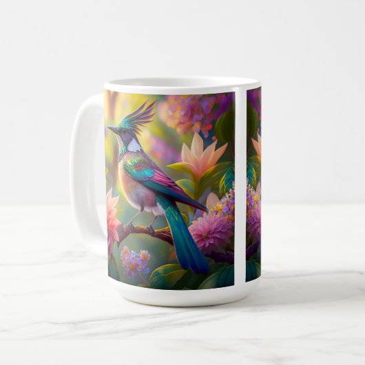 Green Headed Jay Fantasy Bird Kaffeetasse (Vorderseite Links)