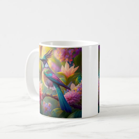 Green Headed Jay Fantasy Bird Kaffeetasse (Vorderseite Links)