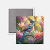 Green Headed Jay Fantasy Bird Magnet (Vorderseite/Rückseite)