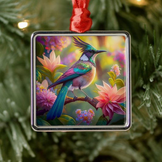 Green Headed Jay Fantasy Bird Ornament Aus Metall (Baum)