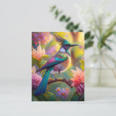 Green Headed Jay Fantasy Bird Postkarte (Stehend Vorderseite)