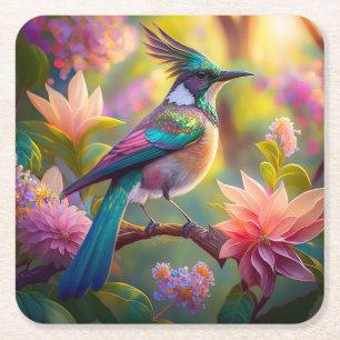 Green Headed Jay Fantasy Bird Rechteckiger Pappuntersetzer