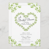Green Heart Blätter Shabby Chic Brautparty Einladung (Vorne/Hinten)