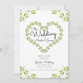 Green Heart Blätter Shabby Chic Greenerity Wedding Einladung (Vorderseite)
