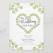 Green Heart Blätter Shabby Chic Greenerity Wedding Einladung (Vorne/Hinten)