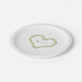 Green Heart Blätter Shabby Chic Greenerity Wedding Pappteller (Schrägansicht)