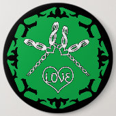 Green Heart Chakra "Liebe" Dragonfly Design Button (Vorderseite)