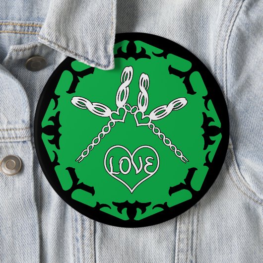 Green Heart Chakra "Liebe" Dragonfly Design Button (Beispiel)