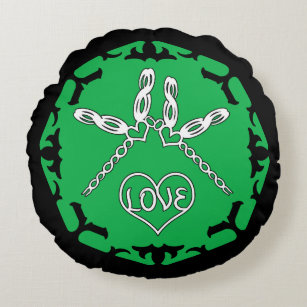 Green Heart Chakra "Liebe" Dragonfly Design Rundes Kissen