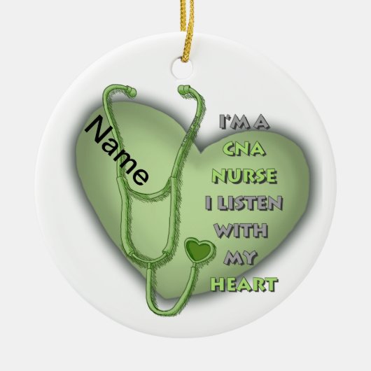 Green Heart CNA Nurse Keramik Ornament (Vorne)