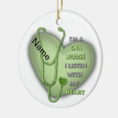 Green Heart CNA Nurse Keramik Ornament (Links)
