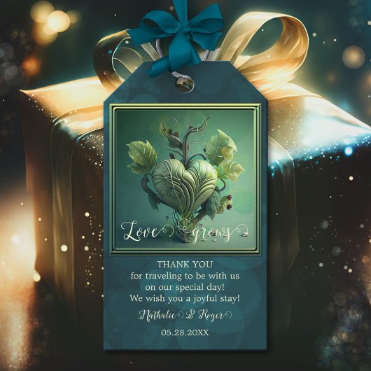 Green Heart Liebe wächst Gastgeschenk Hochzeit Dan Geschenkanhänger