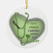 Green Heart LPN Nurse Keramik Ornament (Vorne)