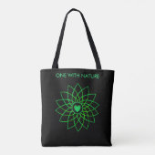 Green Heart Mandala auf Black Tote Bag Tasche (Rückseite)