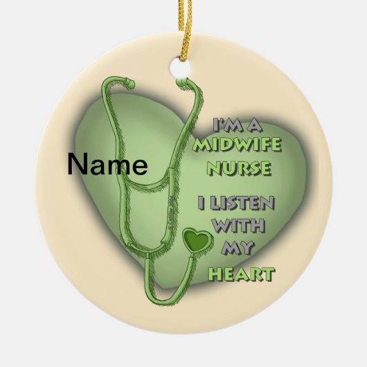 Green Heart Midfrau Nurse Keramik Ornament (Vorne)