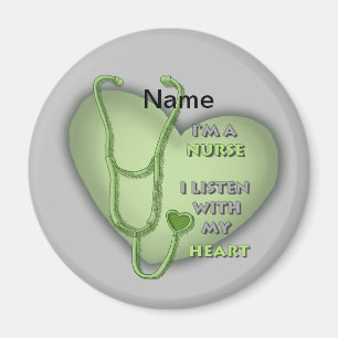 Green Heart Nurse Magnet