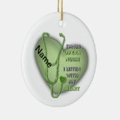 Green Heart ObGyn Nurse Keramik Ornament (Rechts)