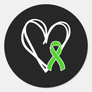 Green Heart Ribbon Unterstützung psychische Gesund Runder Aufkleber