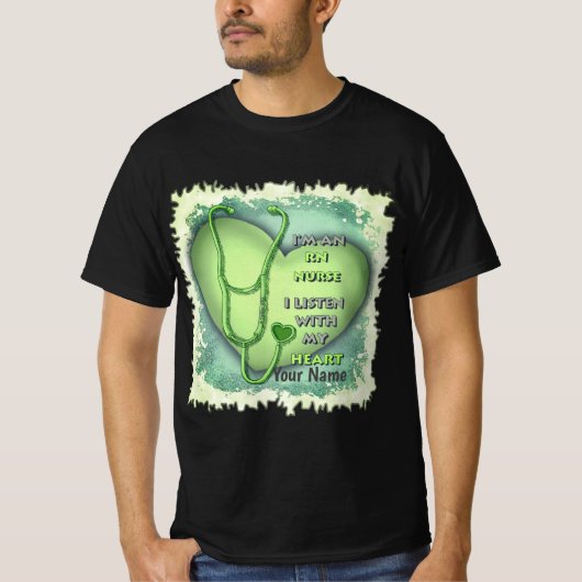 Green Heart RN Registered Nurse T-Shirt (Vorderseite)
