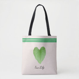 Green Heart Shape Leaf auf Beige Toto Bag Tasche