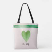 Green Heart Shape Leaf auf Beige Toto Bag Tasche (Rückseite)