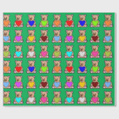 Green Heart Teddy Bears Geschenkpapier (Flach)