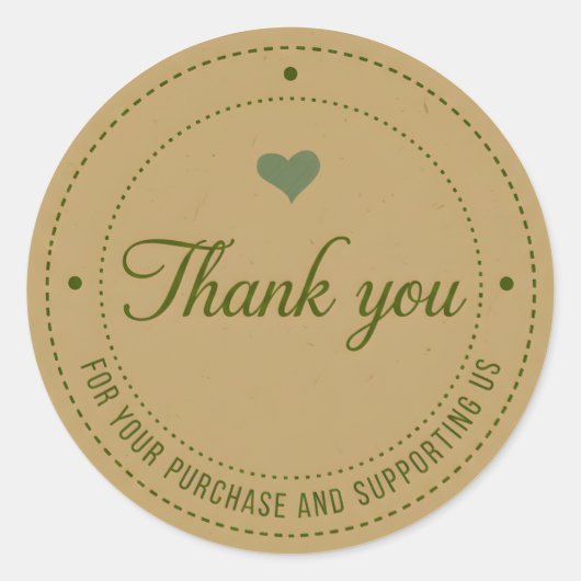 Green Heart Thank You Business Sticker (Vorderseite)
