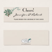 Green Heart Tree on Ivory Wedding Drink Ticket (Vorne & Hinten)