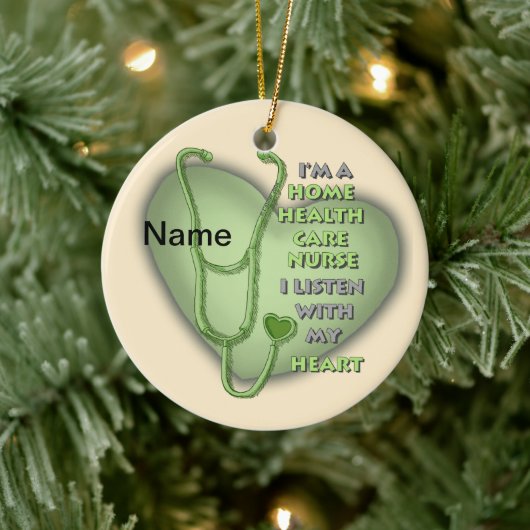 Green Heart Zuhause Health Care Nurse Keramik Ornament (Baum)