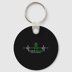 Green Heartbeats Ribbon Mental Health Awareness Mo Schlüsselanhänger