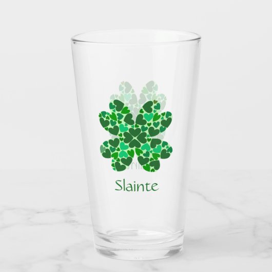 Green Hearts Kleeblatt Personalisiert Glas (Rückseite)