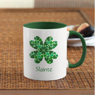 Green Hearts Kleeblatt Personalisiert Tasse