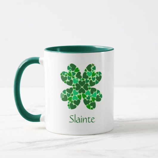 Green Hearts Kleeblatt Personalisiert Tasse (Links)