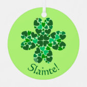 Green Hearts Kleeblatt St. Patrick's Customizable Ornament Aus Metall (Vorderseite)