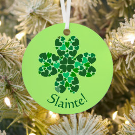 Green Hearts Kleeblatt St. Patrick's Customizable Ornament Aus Metall
