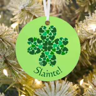 Green Hearts Kleeblatt St. Patrick's Customizable Ornament Aus Metall