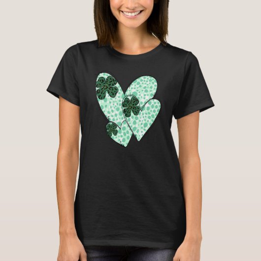 Green Hearts Lover Shamrock Irish Leprechaun St Pa T-Shirt (Vorderseite)