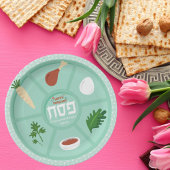 Green Hebrew Pesach Pessach Sever Pappteller