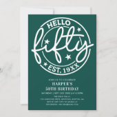 Green Hello 50. Geburtstag Einladung (Vorderseite)