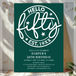 Green Hello 50. Geburtstag Einladung