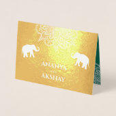 Green Henna Elephant Indian Wedding Gold Folienkarte (Vorderseite)