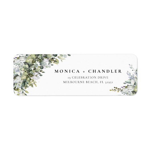 Green Herbal Wedding Return Address Label (Vorne)