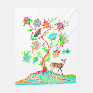 Green Heron and Deer Fleecedecke