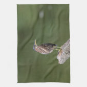 Green Heron auf einem Stein Handtuch (Vertikal)