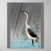 Green Heron in Rain, Watanabe Seitei Poster (Vorne)