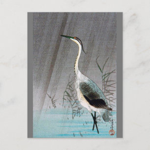 Green Heron in Rain, Watanabe Seitei Postkarte